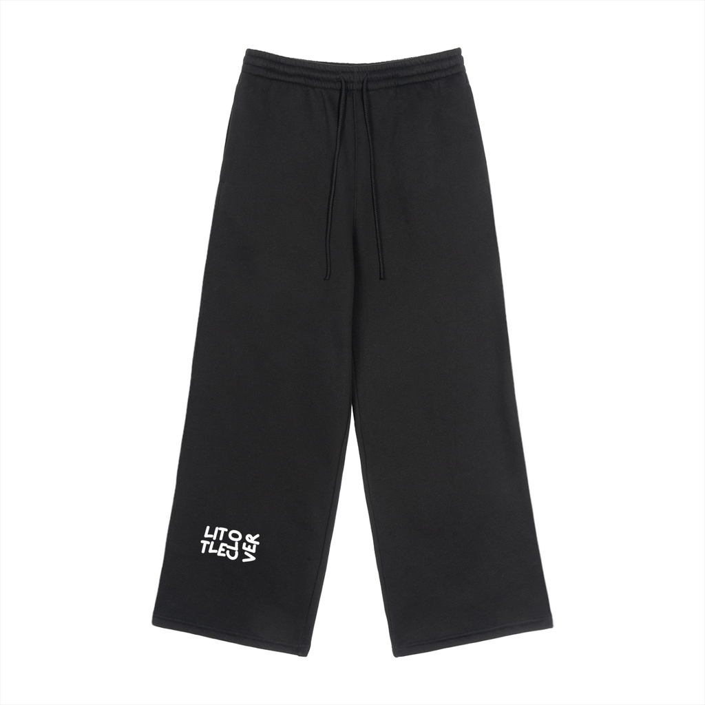 LC Fleece Drawstring Straight-Leg Sweatpants (Black) | UNISEX