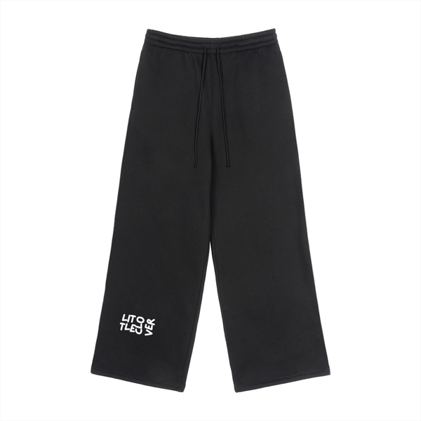 LC Fleece Drawstring Straight-Leg Sweatpants (Black) | UNISEX