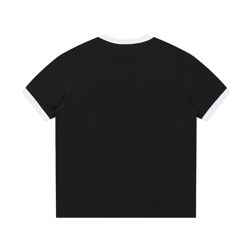 LC Contrast Edge Ribbed Crewneck T-Shirt (Black) | UNISEX
