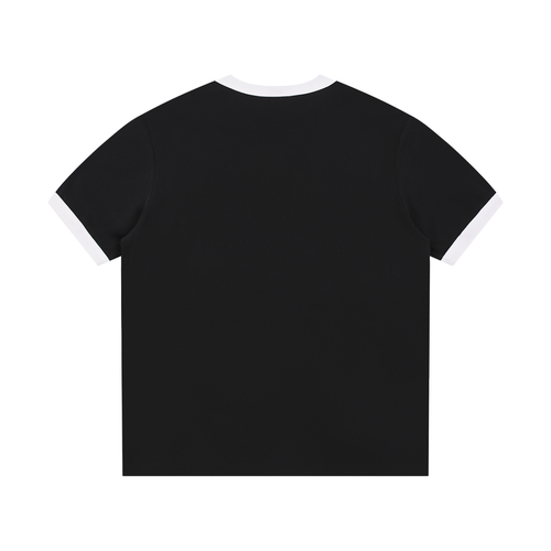 LC Contrast Edge Ribbed Crewneck T-Shirt (Black) | UNISEX