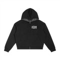 LC Contrast Plaid Boxy Zip Hoodie (Black) | UNISEX