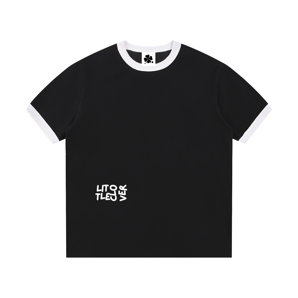 LC Contrast Edge Ribbed Crewneck T-Shirt (Black) | UNISEX