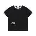 LC Contrast Edge Ribbed Crewneck T-Shirt (Black) | UNISEX