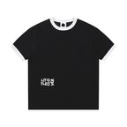 LC Contrast Edge Ribbed Crewneck T-Shirt (Black) | UNISEX