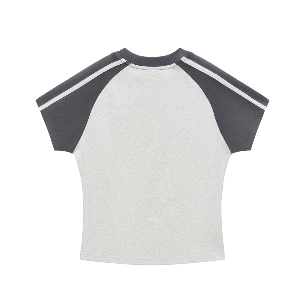LC Contrast Stripes T-Shirt (Flower Gray) | WOMEN