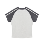 LC Contrast Stripes T-Shirt (Flower Gray) | WOMEN