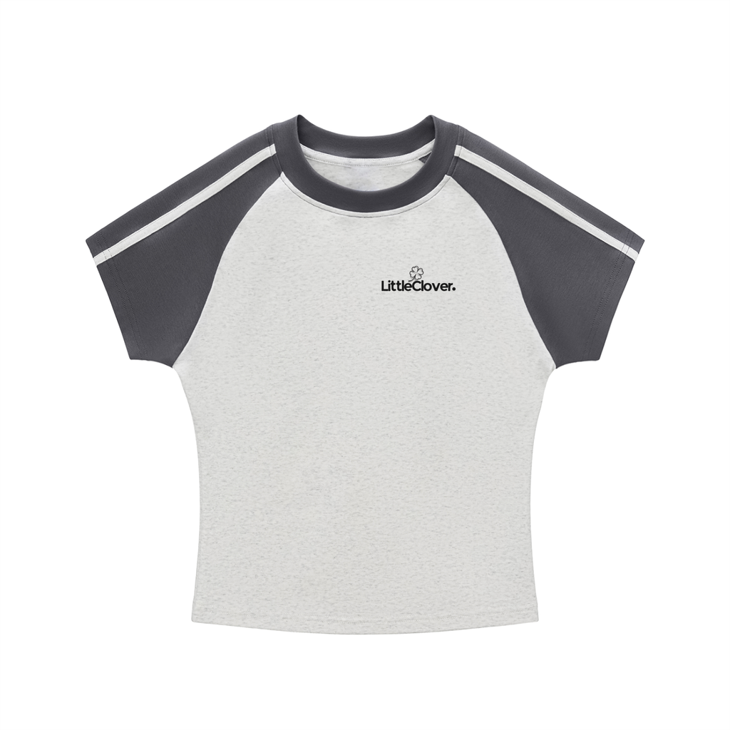 LC Contrast Stripes T-Shirt (Flower Gray) | WOMEN