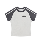 LC Contrast Stripes T-Shirt (Flower Gray) | WOMEN
