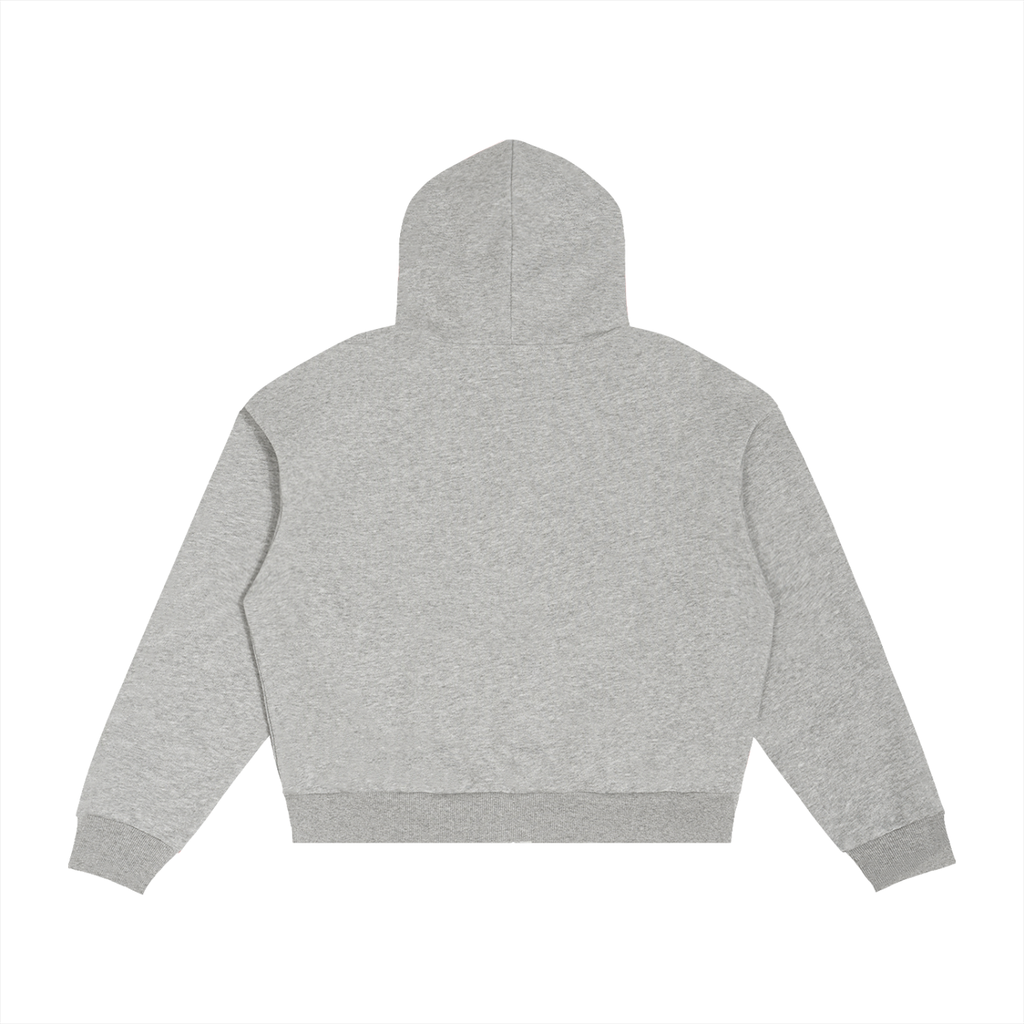 LC Contrast Plaid Boxy Zip Hoodie (Gray) | UNISEX