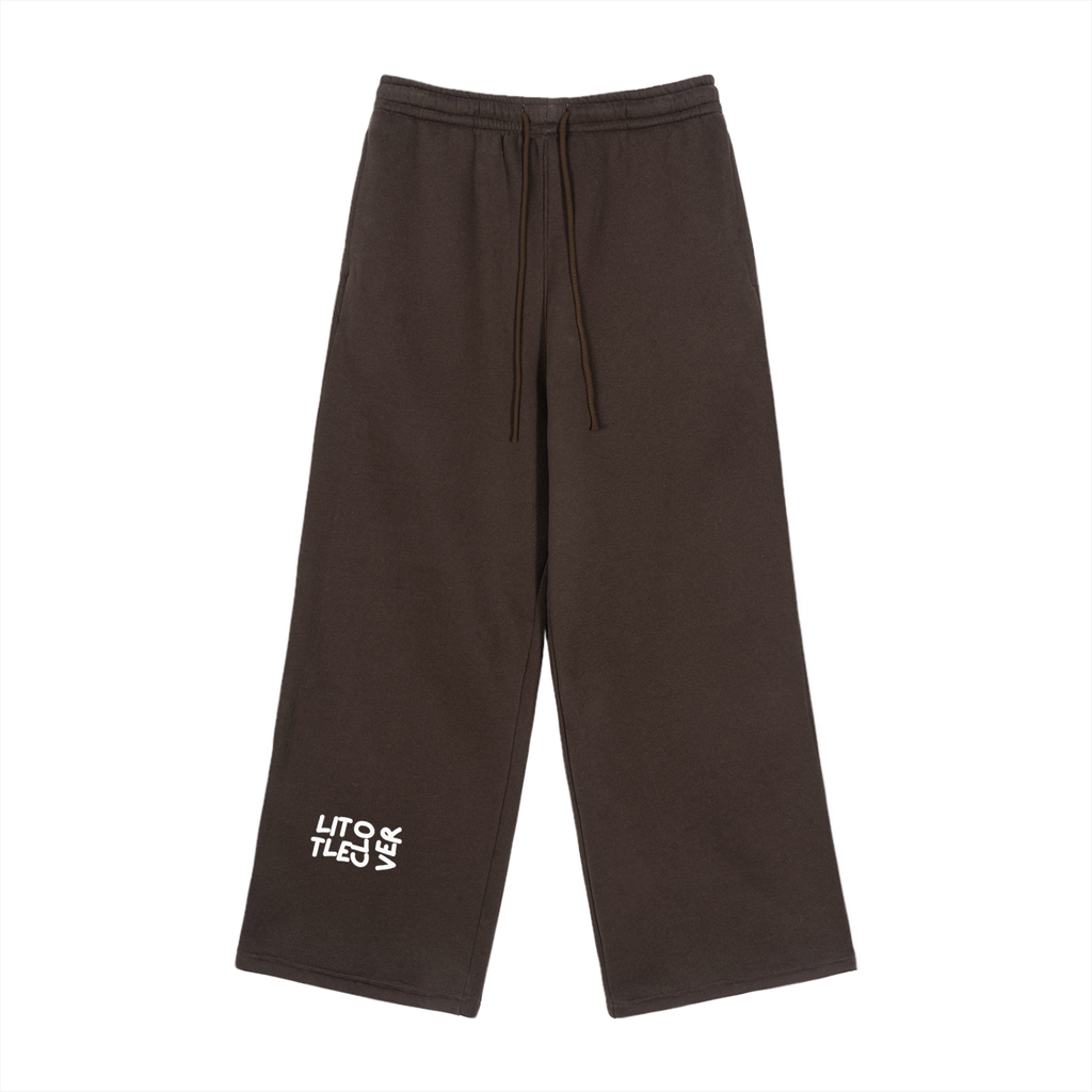 LC Fleece Drawstring Straight-Leg Sweatpants (Brown) | UNISEX