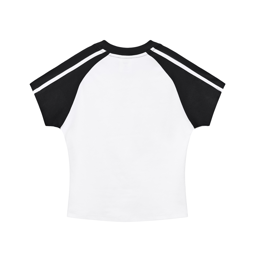 LC Contrast Stripes T-Shirt (Black & White) | WOMEN