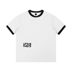 LC Contrast Edge Ribbed Crewneck T-Shirt (White) | UNISEX