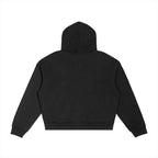 LC Contrast Plaid Boxy Zip Hoodie (Black) | UNISEX