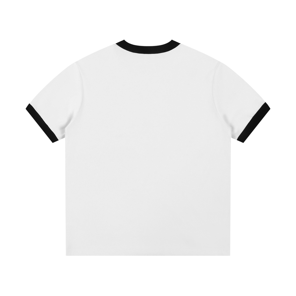 LC Contrast Edge Ribbed Crewneck T-Shirt (White) | UNISEX