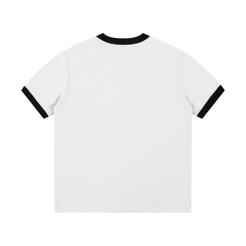 LC Contrast Edge Ribbed Crewneck T-Shirt (White) | UNISEX